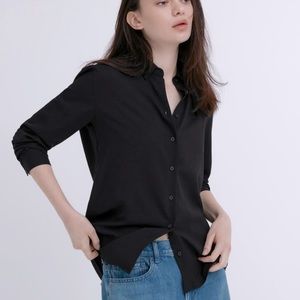 Uniqlo size XL Rayon Long-Sleeve Blouse in Black